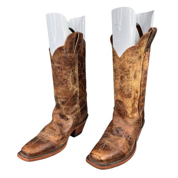 Justin Women’s Bent Rail Wildwood Brown Distressed Cowgirl Boot Size US 7 B - Picture 6 of 10